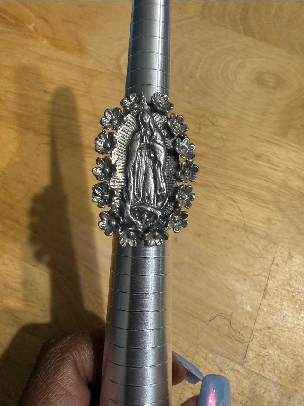 Sterling Silver Religious Floral Statement Ring